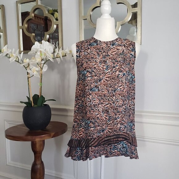 PROENZA SCHOULER 100% Silk Print Sleeveless Bias Hem Hi Low Tunic Top SMALL - Picture 15 of 15
